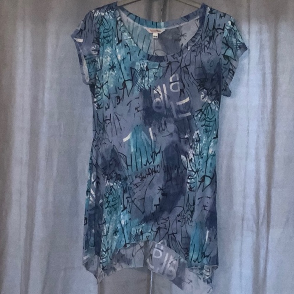 Yvonne Marie Blue Graphic Print Women's Top